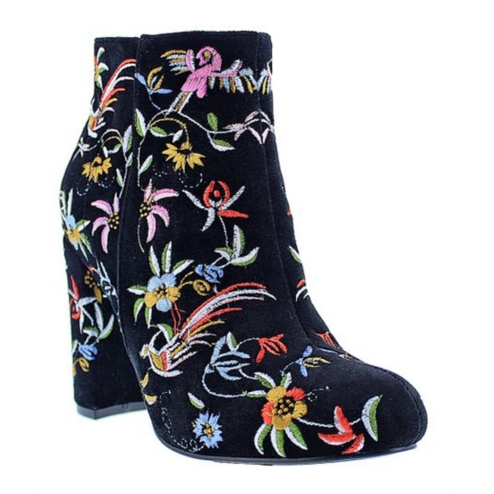 Black & Floral Multicolored Booties